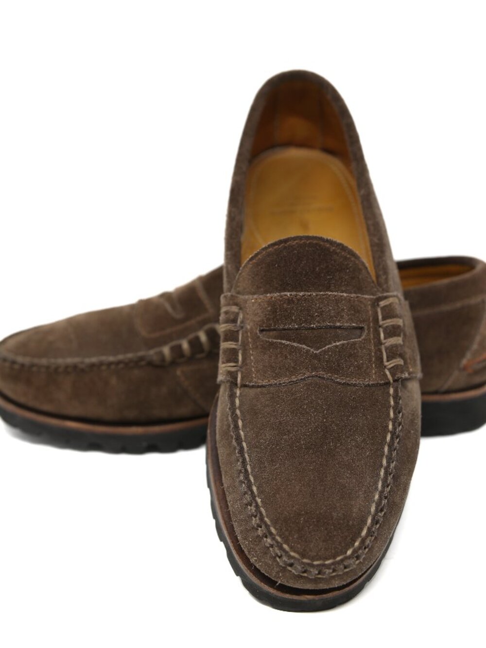 Vintage Ralph Lauren Mens Penny Loafers Size 9 D Brown Suede Leather Made in USA